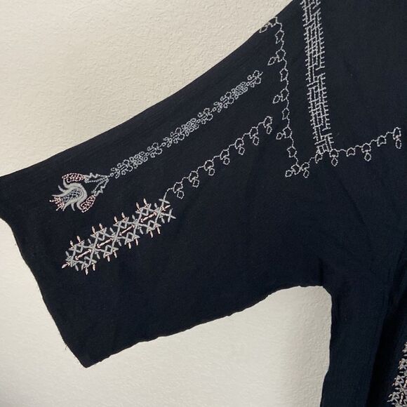 Bishop + Young Bat Wing Sleeve Embroidered Boho Dress size Small - Picture 3 of 11